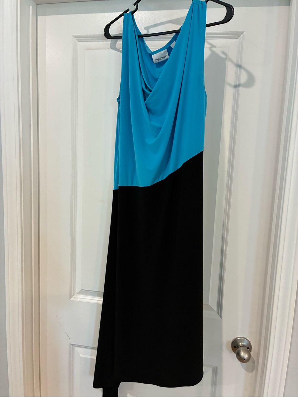 Avenue Teal and Black Cowl Neck Maxi Dress